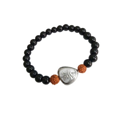 Mahadev Shiva Om Rudraksha Onyx Beads Bracelet By Menjewell